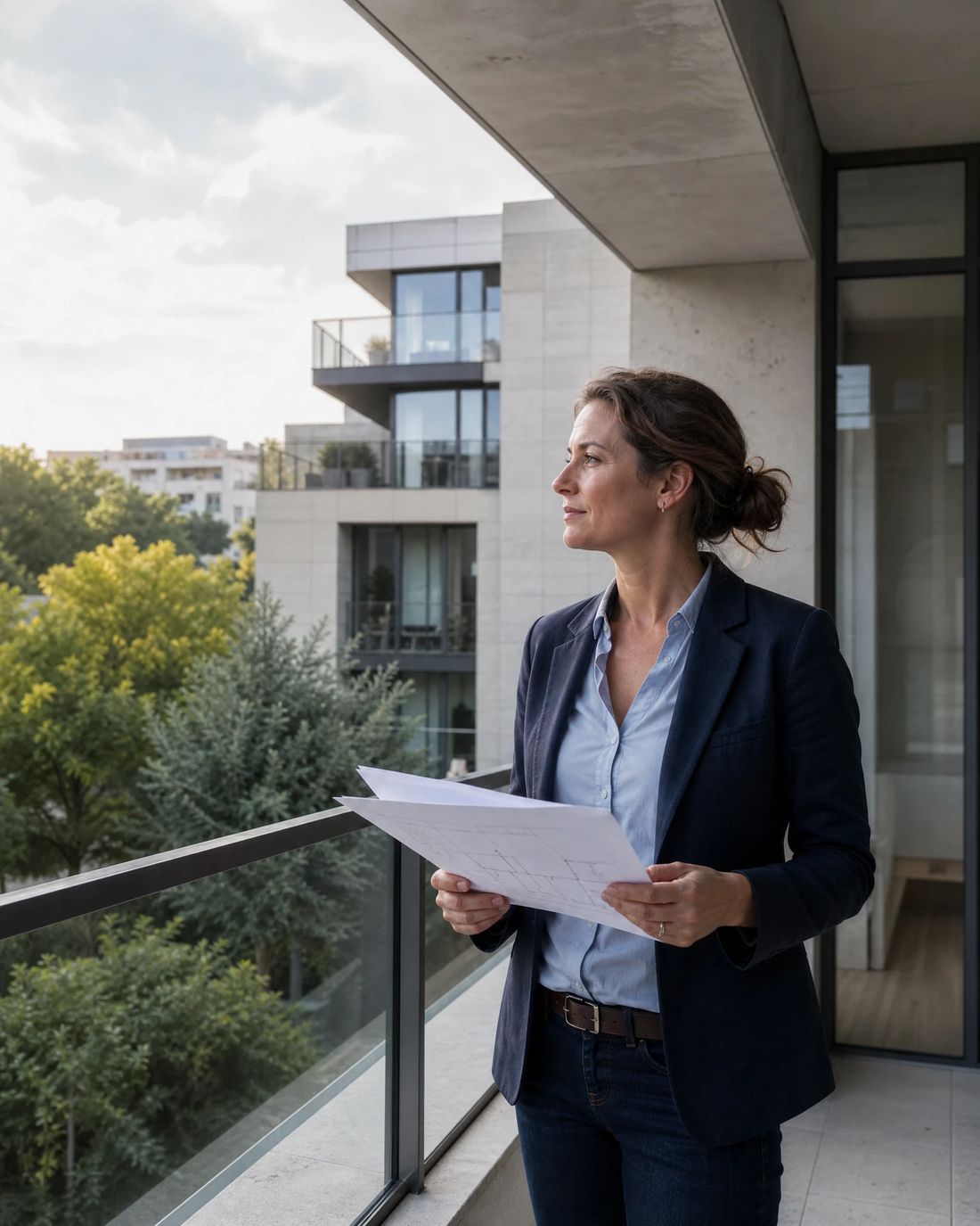 Professionnel de l'immobilier sur le terrain